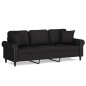 vidaXL 3-Sitzer-Sofa mit Zierkissen Schwarz 180 cm Samt vidaXL 3-Sitzer-Sofa mit Zierkissen Schwarz 180 cm Samt