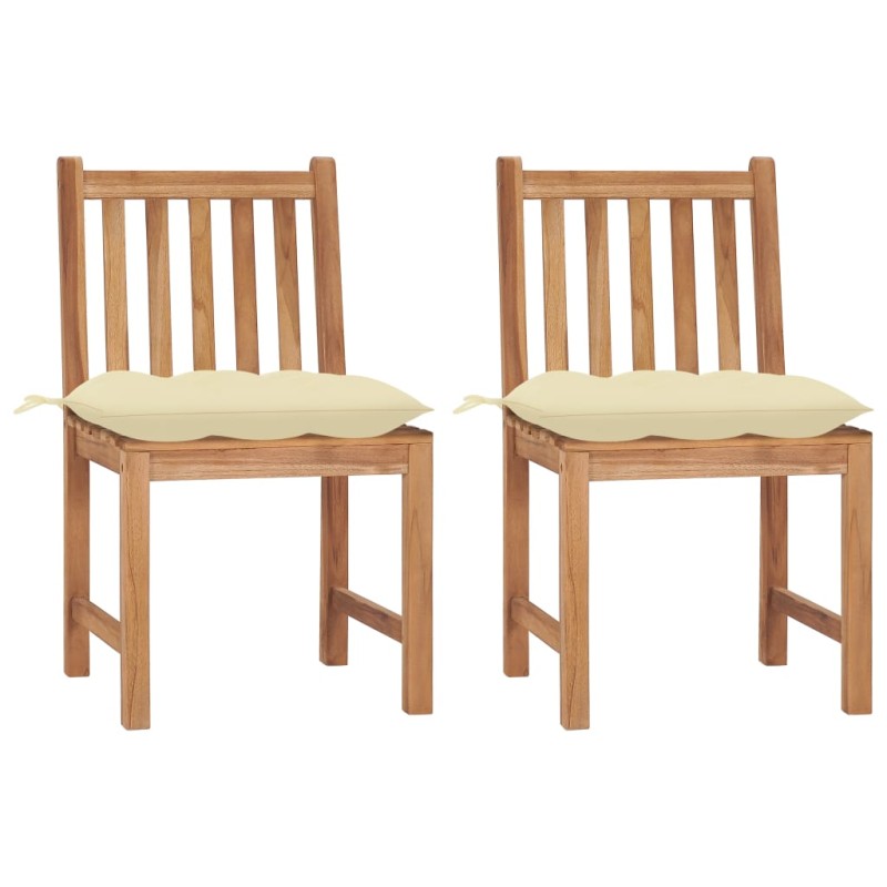 vidaXL Gartenstühle 2 Stk. mit Kissen Massivholz Teak vidaXL Gartenstühle 2 Stk. mit Kissen Massivholz Teak