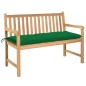 vidaXL Gartenbank mit Grüner Auflage 120 cm Massivholz Teak 