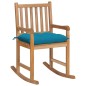 Schaukelstuhl mit Hellblauem Kissen Massivholz Teak Schaukelstuhl mit Hellblauem Kissen Massivholz Teak