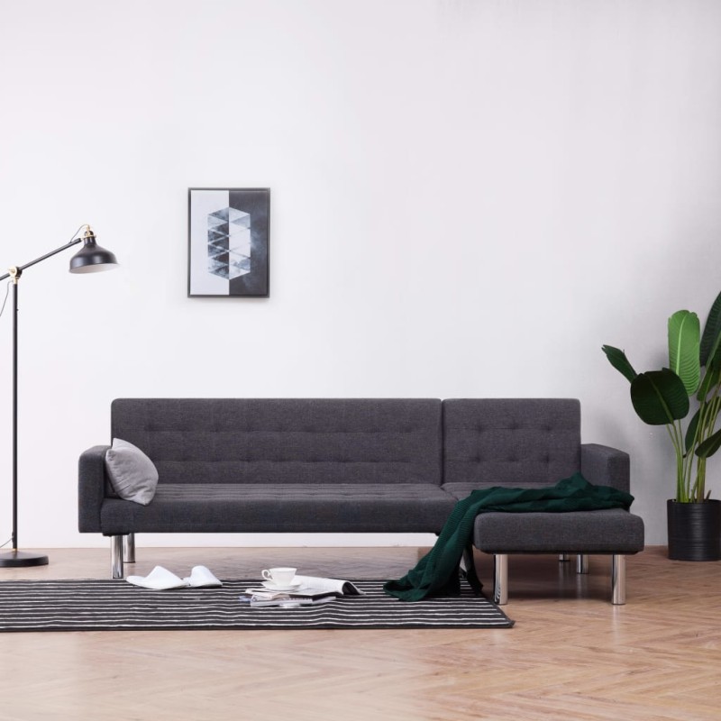 vidaXL Schlafsofa in L-Form Dunkelgrau Polyester vidaXL Schlafsofa in L-Form Dunkelgrau Polyester