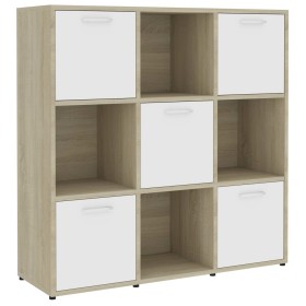 vidaXL Bücherregal Weiß Sonoma-Eiche 90x30x90 cm Holzwerkstoff