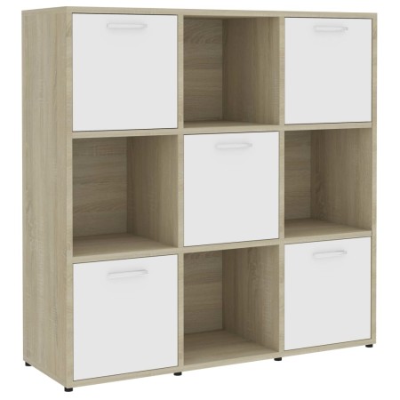 vidaXL Bücherregal Weiß Sonoma-Eiche 90x30x90 cm Holzwerkstoff