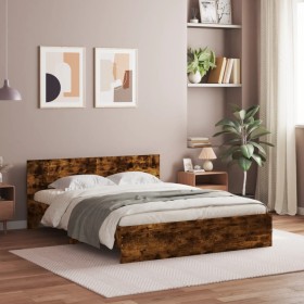 vidaXL Bettgestell mit Kopfteil Räuchereiche 140x190 cm
