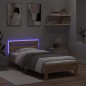 vidaXL Bettgestell mit Kopfteil und LED-Leuchten Sonoma-Eiche 90x200cm vidaXL Bettgestell mit Kopfteil und LED-Leuchten Sonoma-Eiche 90x200cm