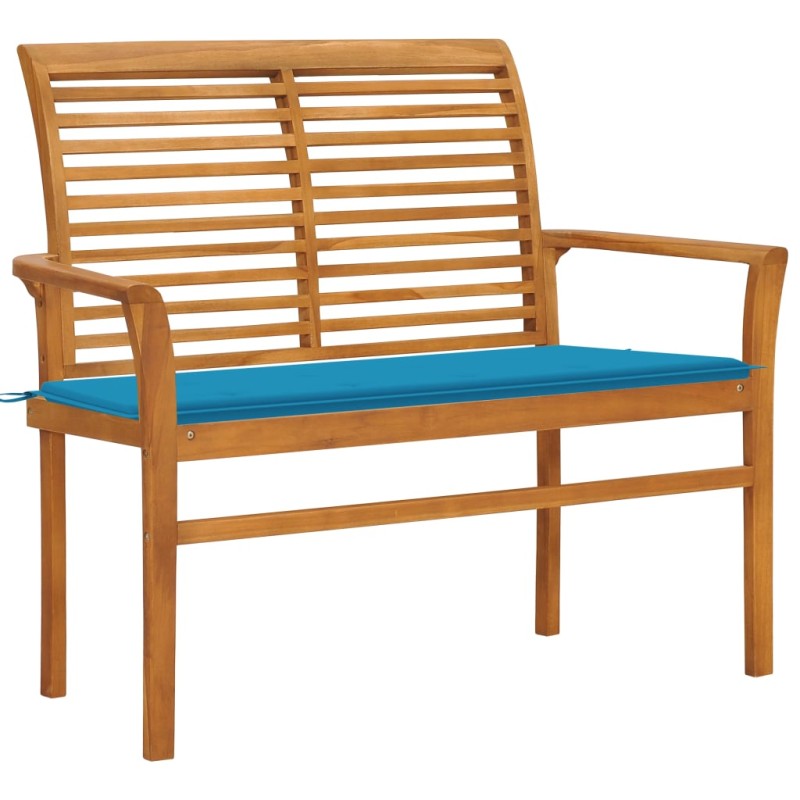 Gartenbank mit Blauer Auflage 112 cm Massivholz Teak Gartenbank mit Blauer Auflage 112 cm Massivholz Teak