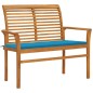 Gartenbank mit Blauer Auflage 112 cm Massivholz Teak Gartenbank mit Blauer Auflage 112 cm Massivholz Teak