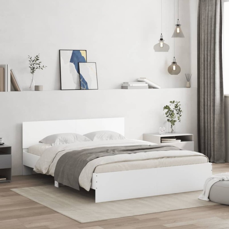 vidaXL Bettgestell mit Kopfteil Weiß 140x190 cm vidaXL Bettgestell mit Kopfteil Weiß 140x190 cm