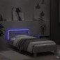 vidaXL Bettgestell mit Kopfteil und LED-Leuchten Betongrau 90x190 cm vidaXL Bettgestell mit Kopfteil und LED-Leuchten Betongrau 90x190 cm
