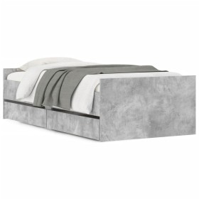 vidaXL Bettgestell mit Schubladen Betongrau 90x190 cm