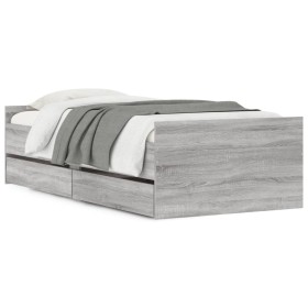 vidaXL Bettgestell mit Schubladen Grau Sonoma 90x190 cm