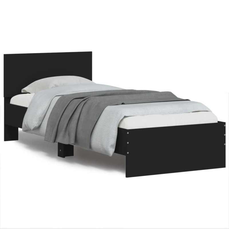 vidaXL Bettgestell mit Kopfteil Schwarz 90x190 cm Holzwerkstoff vidaXL Bettgestell mit Kopfteil Schwarz 90x190 cm Holzwerkstoff