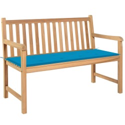 vidaXL Gartenbank mit Blauer Auflage 120 cm Massivholz Teak 