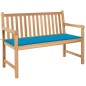 vidaXL Gartenbank mit Blauer Auflage 120 cm Massivholz Teak 