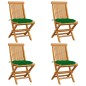 Gartenstühle mit Grünen Kissen 4 Stk. Massivholz Teak Gartenstühle mit Grünen Kissen 4 Stk. Massivholz Teak