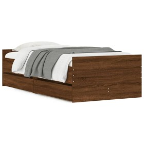 vidaXL Bettgestell mit Schubladen Braun Eichen-Optik 90x190 cm