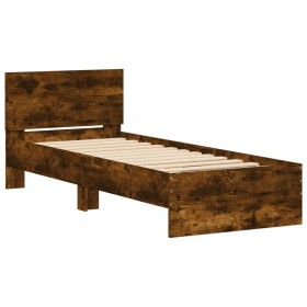 vidaXL Bettgestell mit Kopfteil Räuchereiche 90x190 cm Holzwerkstoff