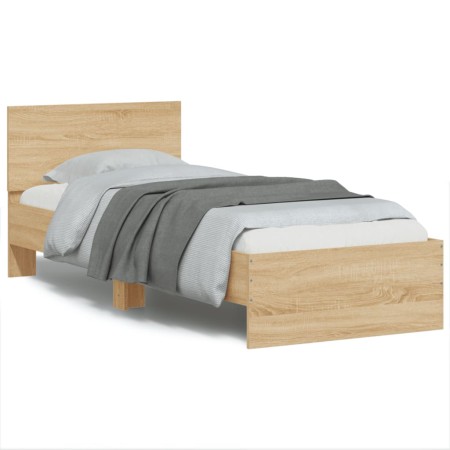 vidaXL Bettgestell mit Kopfteil Sonoma-Eiche 90x190 cm Holzwerkstoff