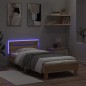 vidaXL Bettgestell mit Kopfteil und LED-Leuchten Sonoma-Eiche 90x190cm vidaXL Bettgestell mit Kopfteil und LED-Leuchten Sonoma-Eiche 90x190cm