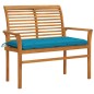 vidaXL Gartenbank mit Hellblauer Auflage 112 cm Massivholz Teak vidaXL Gartenbank mit Hellblauer Auflage 112 cm Massivholz Teak