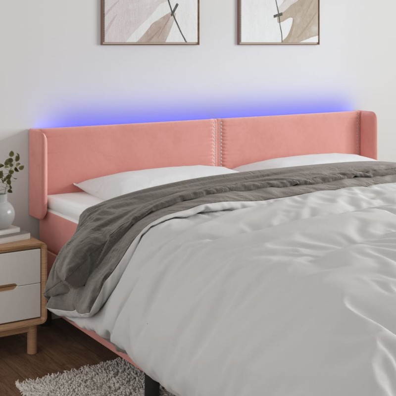 vidaXL LED Kopfteil Rosa 203x16x78/88 cm Samt vidaXL LED Kopfteil Rosa 203x16x78/88 cm Samt