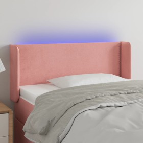 vidaXL LED Kopfteil Rosa 93x16x78/88 cm Samt
