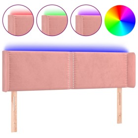 vidaXL LED Kopfteil Rosa 147x16x78/88 cm Samt