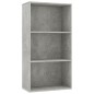 vidaXL Bücherregal 3 Fächer Betongrau 60x30x114 cm Holzwerkstoff vidaXL Bücherregal 3 Fächer Betongrau 60x30x114 cm Holzwerkstoff