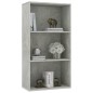 vidaXL Bücherregal 3 Fächer Betongrau 60x30x114 cm Holzwerkstoff vidaXL Bücherregal 3 Fächer Betongrau 60x30x114 cm Holzwerkstoff