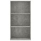 vidaXL Bücherregal 3 Fächer Betongrau 60x30x114 cm Holzwerkstoff vidaXL Bücherregal 3 Fächer Betongrau 60x30x114 cm Holzwerkstoff