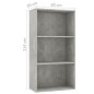 vidaXL Bücherregal 3 Fächer Betongrau 60x30x114 cm Holzwerkstoff vidaXL Bücherregal 3 Fächer Betongrau 60x30x114 cm Holzwerkstoff