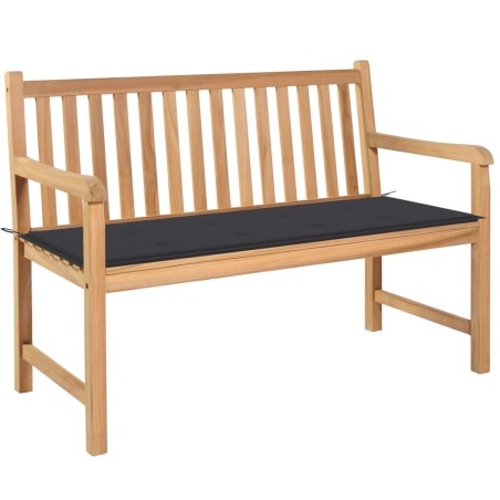 Gartenbank mit Anthrazit Auflage 120 cm Massivholz Teak