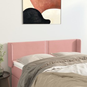 vidaXL Kopfteil mit Ohren Rosa 147x16x78/88 cm Samt