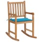 Schaukelstuhl mit Blauem Kissen Massivholz Teak Schaukelstuhl mit Blauem Kissen Massivholz Teak