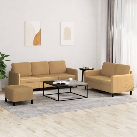 vidaXL 3-tlg. Sofagarnitur Braun Samt