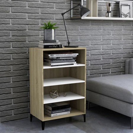 vidaXL Sideboard Weiß Sonoma-Eiche 57x35x90 cm Holzwerkstoff