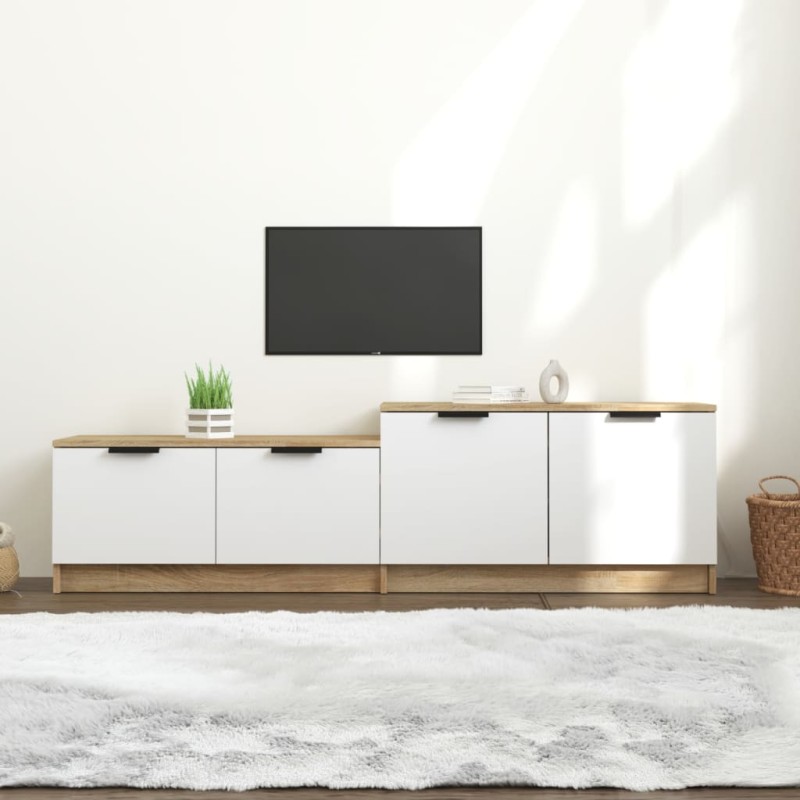 vidaXL TV-Schrank Weiß und Sonoma-Eiche 158,5x36x45 cm Holzwerkstoff vidaXL TV-Schrank Weiß und Sonoma-Eiche 158,5x36x45 cm Holzwerkstoff