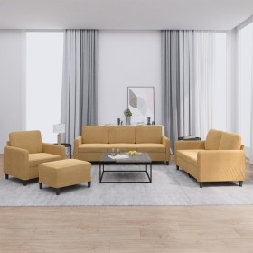 vidaXL 4-tlg. Sofagarnitur Braun Samt