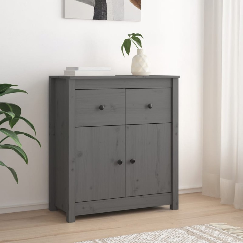 vidaXL Sideboard Grau 70x35x80 cm Massivholz Kiefer vidaXL Sideboard Grau 70x35x80 cm Massivholz Kiefer