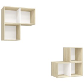 vidaXL 4-tlg. TV-Schrank-Set Weiß Sonoma-Eiche Holzwerkstoff
