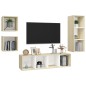 vidaXL 4-tlg. TV-Schrank-Set Weiß Sonoma-Eiche Holzwerkstoff vidaXL 4-tlg. TV-Schrank-Set Weiß Sonoma-Eiche Holzwerkstoff
