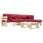 vidaXL 4-tlg. Paletten-Lounge-Set mit Kissen in Rot Holz vidaXL 4-tlg. Paletten-Lounge-Set mit Kissen in Rot Holz