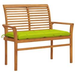 vidaXL Gartenbank mit Hellgrüner Auflage 112 cm Massivholz Teak 