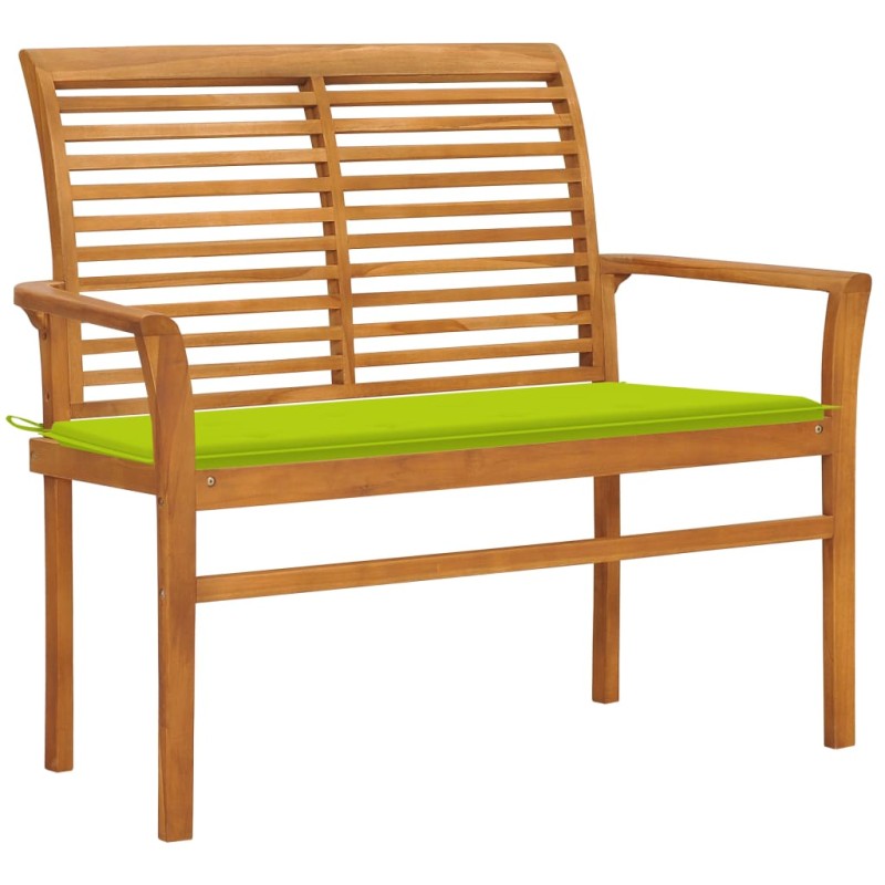 Gartenbank mit Hellgrüner Auflage 112 cm Massivholz Teak Gartenbank mit Hellgrüner Auflage 112 cm Massivholz Teak