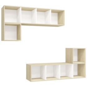 vidaXL 4-tlg. TV-Schrank-Set Weiß Sonoma-Eiche Holzwerkstoff