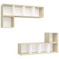 vidaXL 4-tlg. TV-Schrank-Set Weiß Sonoma-Eiche Holzwerkstoff