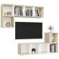 vidaXL 4-tlg. TV-Schrank-Set Weiß Sonoma-Eiche Holzwerkstoff
