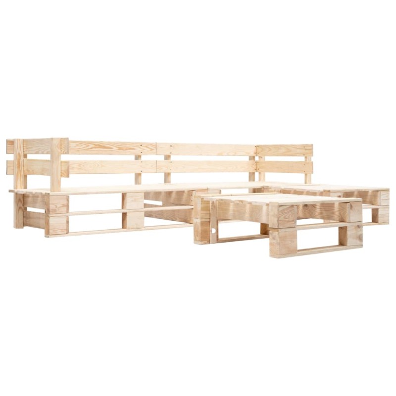 vidaXL 4-tlg. Garten-Paletten-Sofagarnitur Holz Natur vidaXL 4-tlg. Garten-Paletten-Sofagarnitur Holz Natur