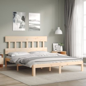 vidaXL Massivholzbett mit Kopfteil 160x200 cm