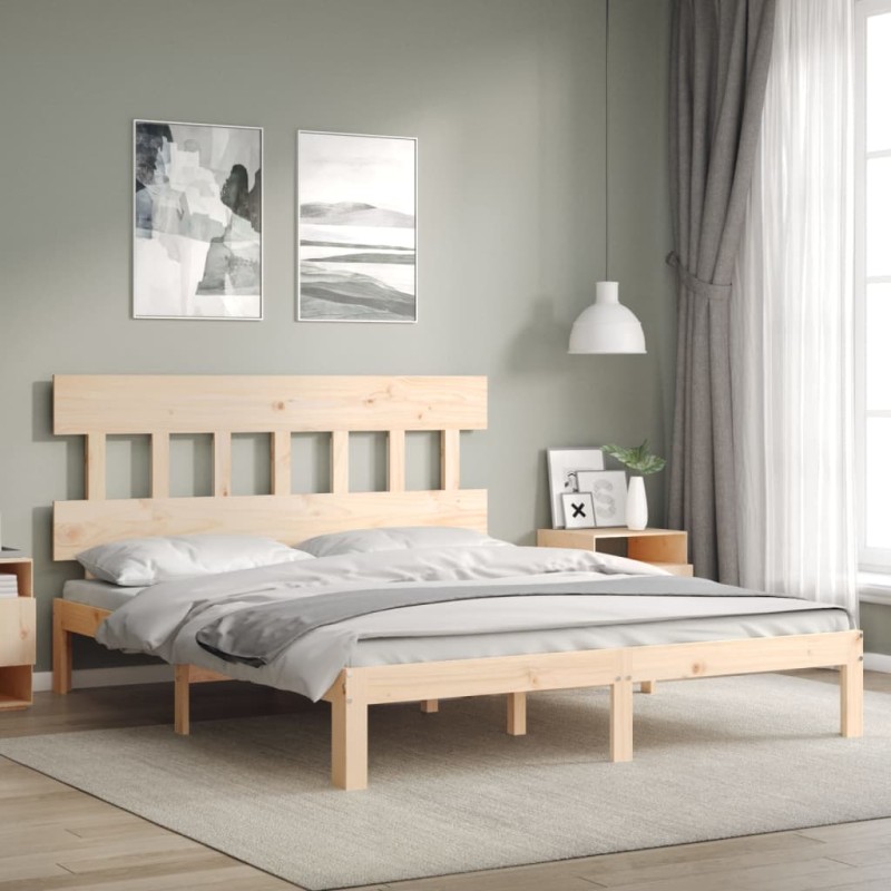 vidaXL Massivholzbett mit Kopfteil 160x200 cm vidaXL Massivholzbett mit Kopfteil 160x200 cm